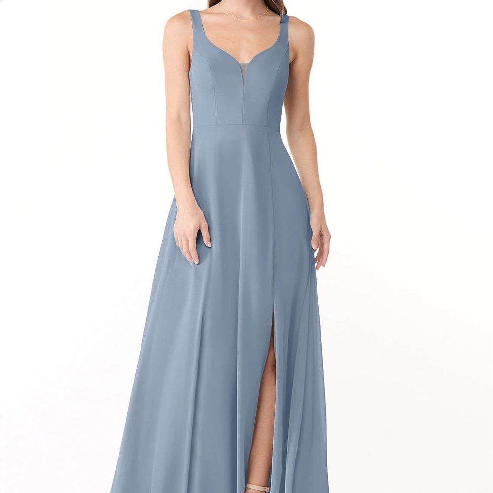 Azazie dusty blue bridesmaids dress
